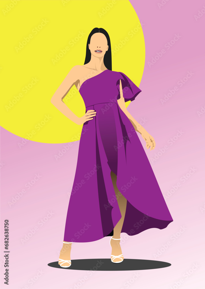 Young fashion women. Girls. 3d vector  illustration