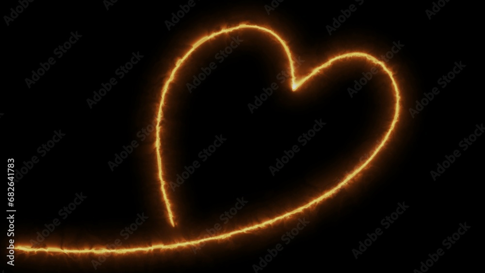 Neon heart frame. Neon heart shape or laser glowing yellow lines in fog background. Retro yellow neon heart sign. Romantic design for Happy Valentines Day. Night light advertising. Neon heart frame. Neon heart shape or laser glowing yellow lines in fog background. Retro yellow neon heart sign. Romantic design for Happy Valentines Day. Night light advertising.