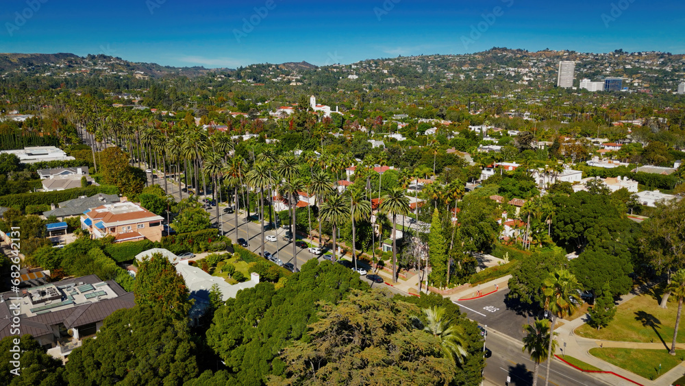 Aerial view over Beverly Hills in Los Angeles by drone - aerial photography