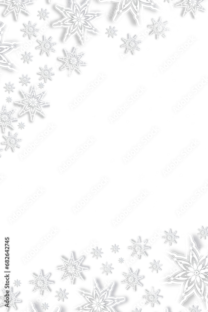 Digital png illustration of white shiny snowflakes with stars on transparent background, christmas Digital png illustration of white shiny snowflakes with stars on transparent background, christmas