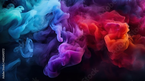 A Spectacular smoke and mist with a variety of bright contrasting colours. Bright and intense abstract backgrounds or wallpapers.