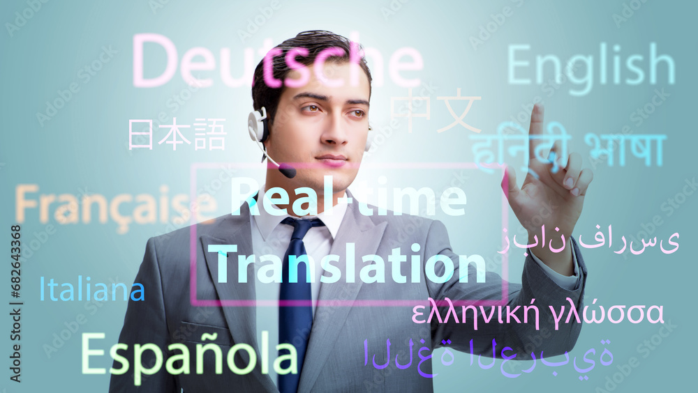 Concept of real time translation from foreign language Concept of real time translation from foreign language