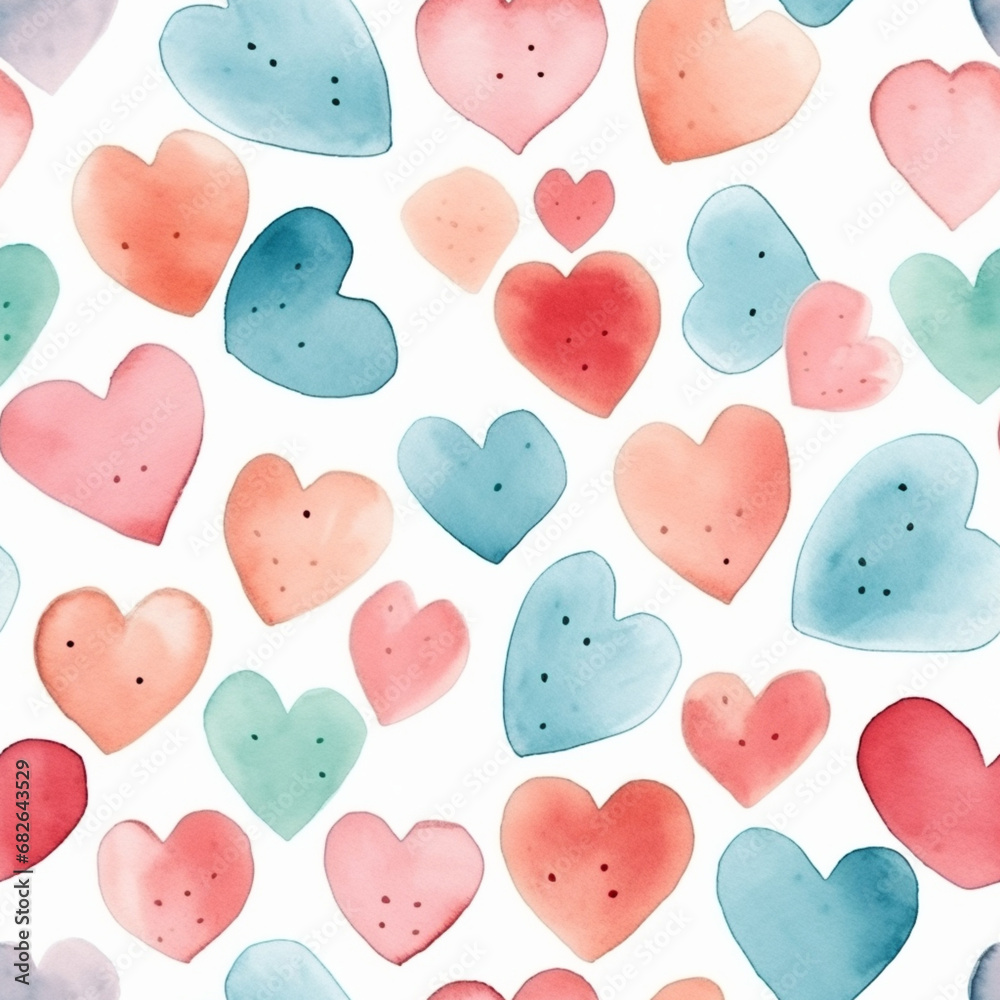 Heart Gift Watercolor Pattern in Valentine's Day