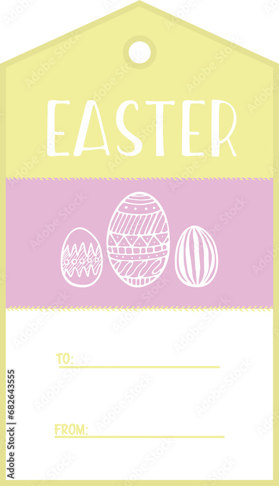 Naklejka premium Digital png illustration of gift label with easter text and eggs on transparent background