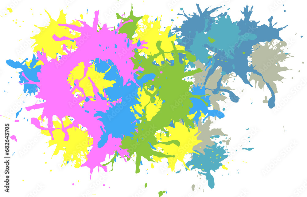 Digital png illustration of colourful blots with copy space on transparent background