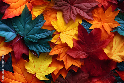 A close look at a multicolored autumn leaves background..
