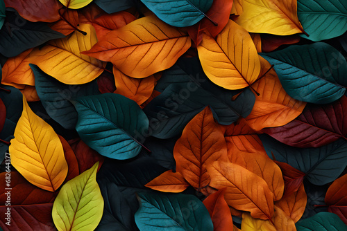 Colorful background of autumn maple tree leaves background close up. Multicolor maple leaves autumn background