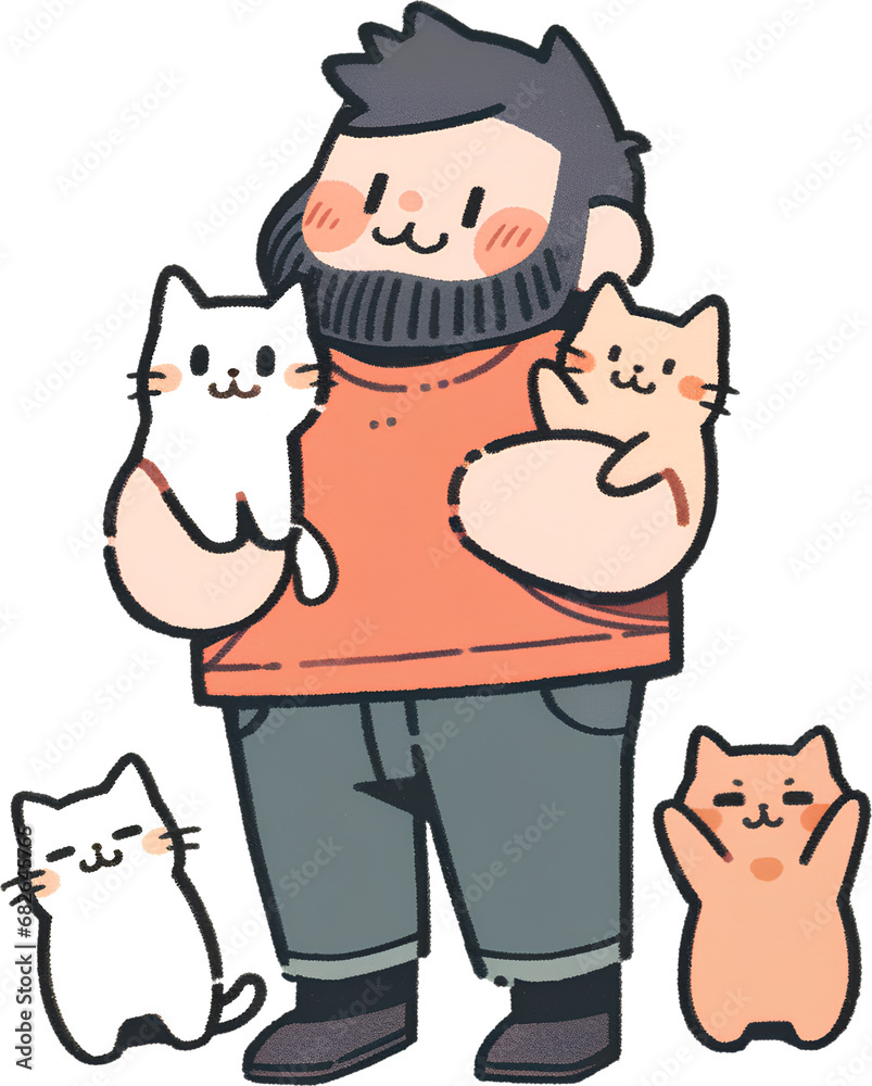 Man and Cats