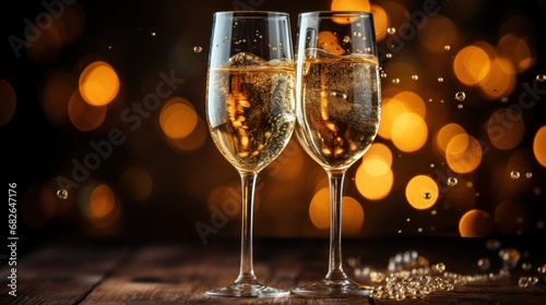 Celebration toast with champagne.New Year's cards.