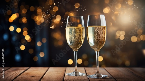 Celebration toast with champagne.New Year's cards.