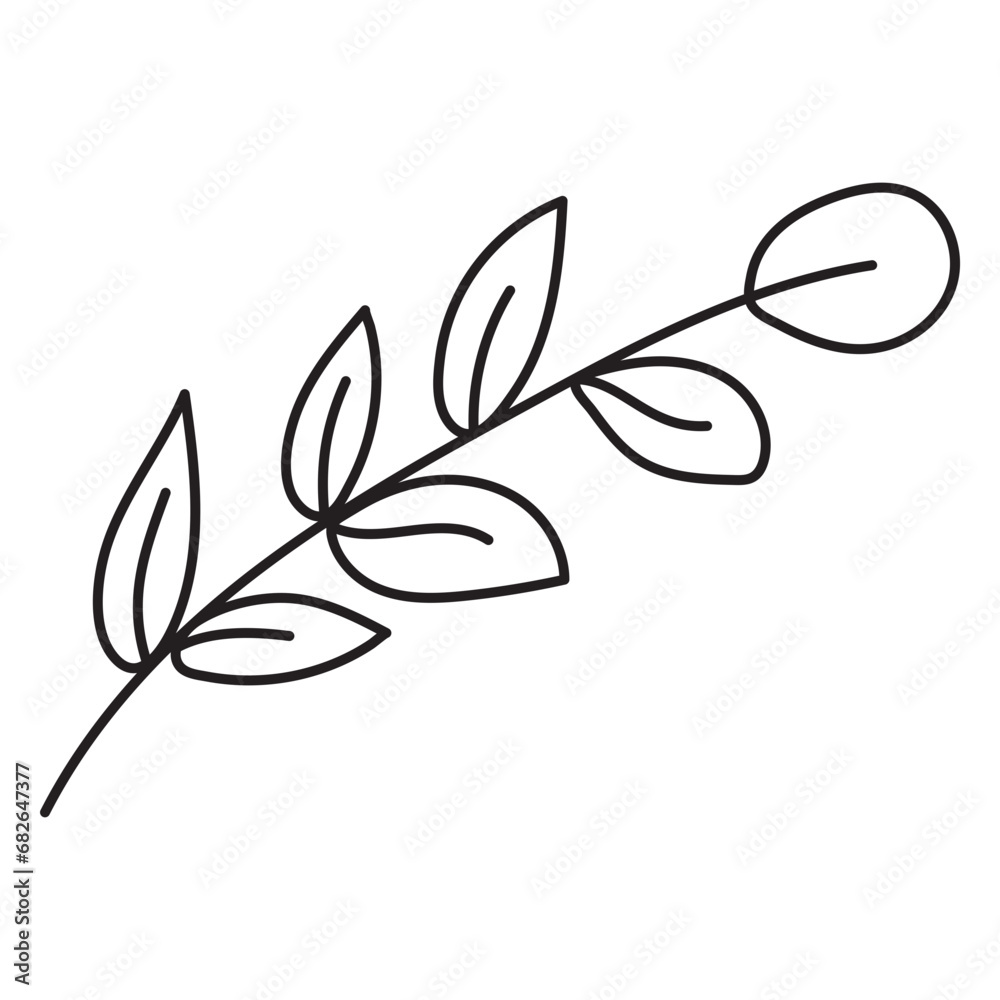 Obraz premium Leaf Aesthetic Doodle