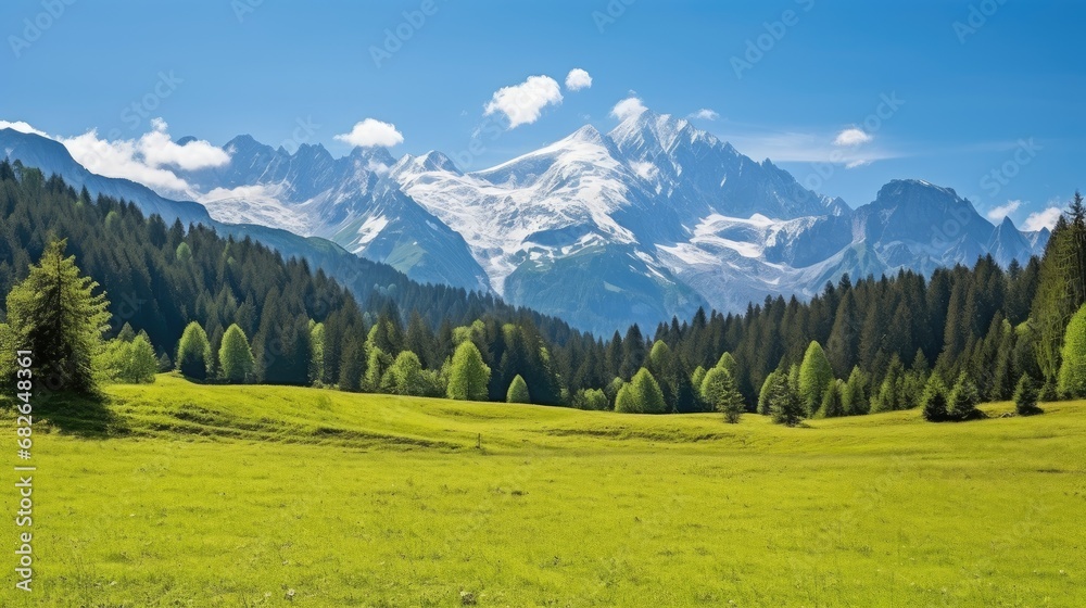 Alpine Meadow Watzmann Mountain Berchtesgadener Land. Grass mountain background - obrazy, fototapety, plakaty 
