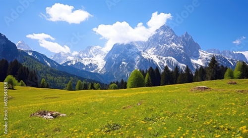 Alpine Meadow Watzmann Mountain Berchtesgadener Land. Grass mountain background