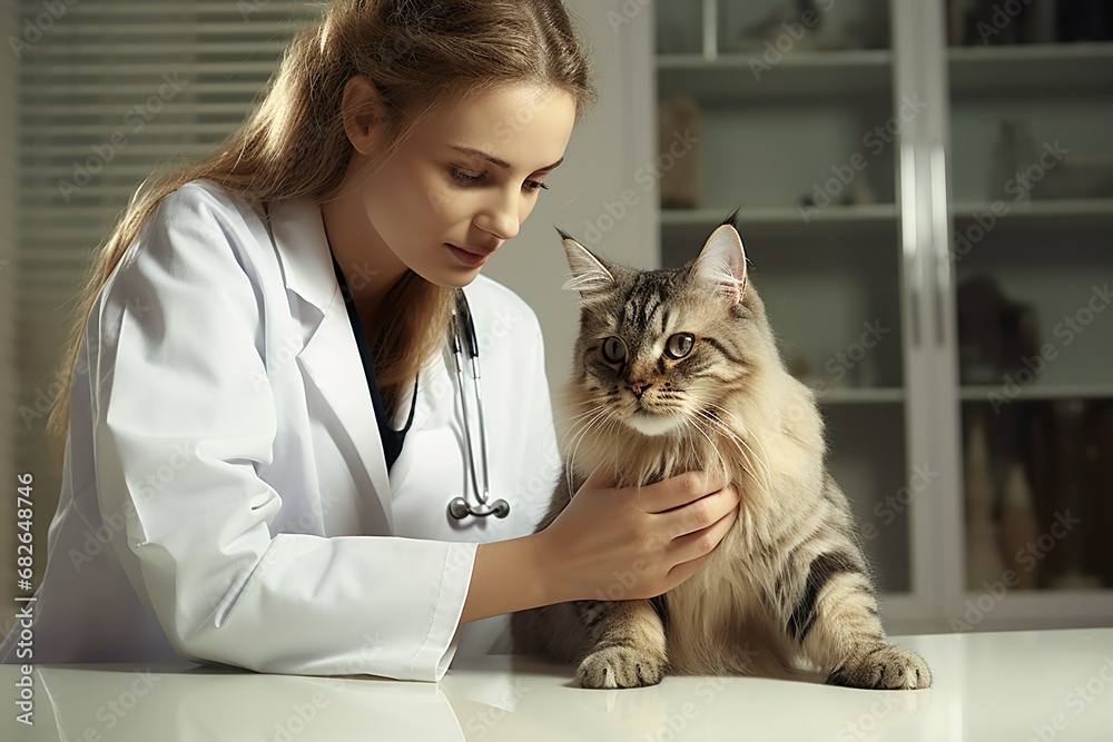 猫を診察する獣医師02 猫を診察する獣医師02