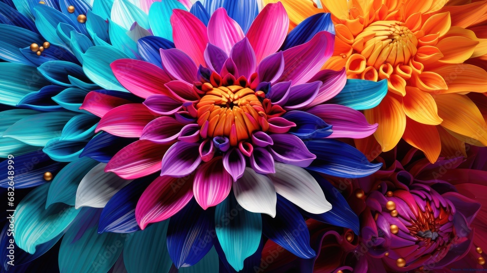 a large colorful flower with many petals on it's petals. a large colorful flower with many petals on it's petals.