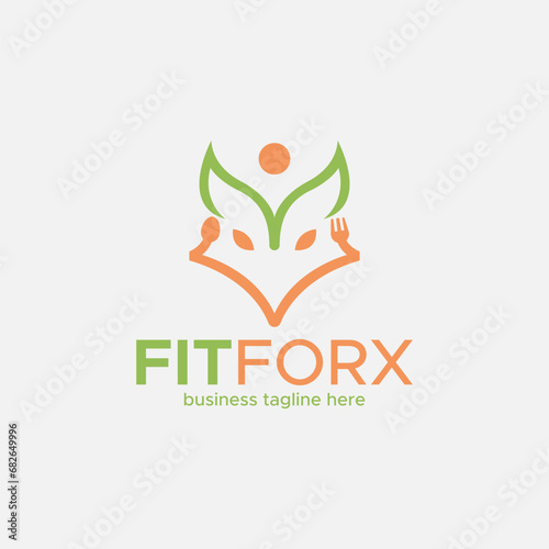 FitFox food and health good for GYM and restaurant logo design icon element vector