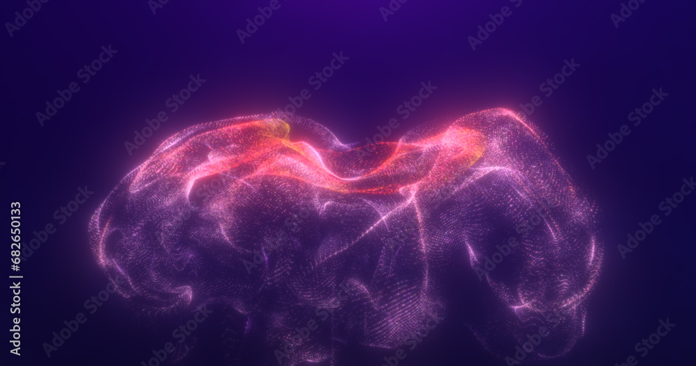 Abstract floating liquid from energy purple particles glowing magical background Abstract floating liquid from energy purple particles glowing magical background
