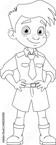 Smiling Cartoon Boy Character for Coloring Pages