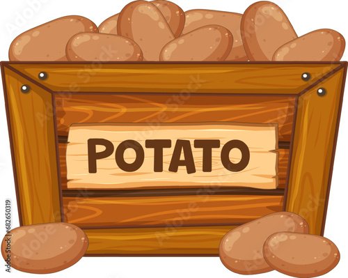 Potatoes Wooden Box with Sign Banner