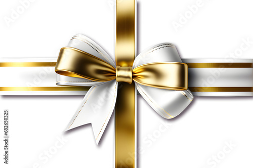 Golden ribbon and bow Isolated on a transparent background. For decorating and decorating gift boxes, Christmas, Valentine's Day.