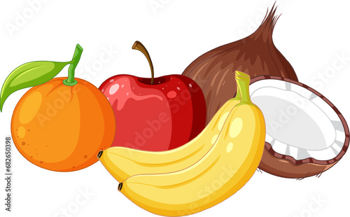 Group of Fiber Fruit Product Cartoon Illustration
