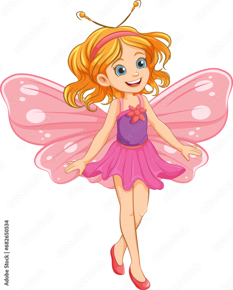 Cute Girl Cartoon Character in Fairy Dress Cute Girl Cartoon Character in Fairy Dress