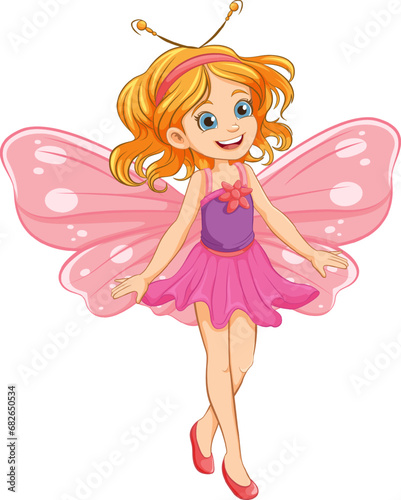 Cute Girl Cartoon Character in Fairy Dress