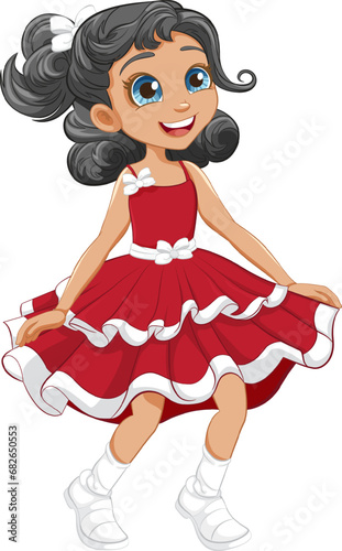 Happy Girl Dancing Cartoon Character in Vector Style