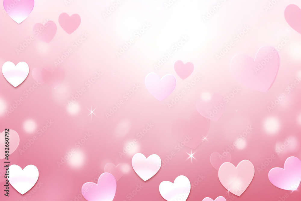 valentine background with hearts Happy valentines day blurred bokeh abstract background white fallen love hearts on pink background

