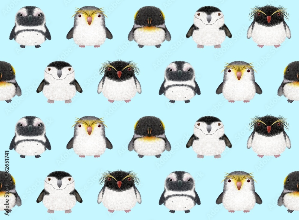 ペンギンのシームレスパターン　E③-2
