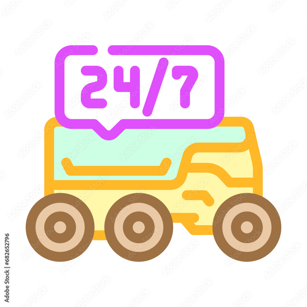 24 7 service autonomous delivery color icon vector. 24 7 service autonomous delivery sign. isolated symbol illustration