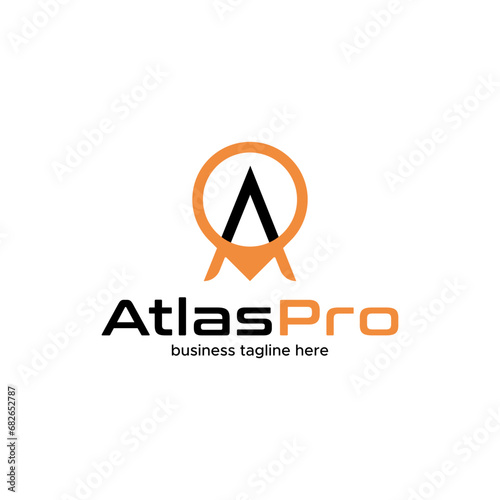 Atlas Pro international Telematict technology GPS logo design icon element vector photo