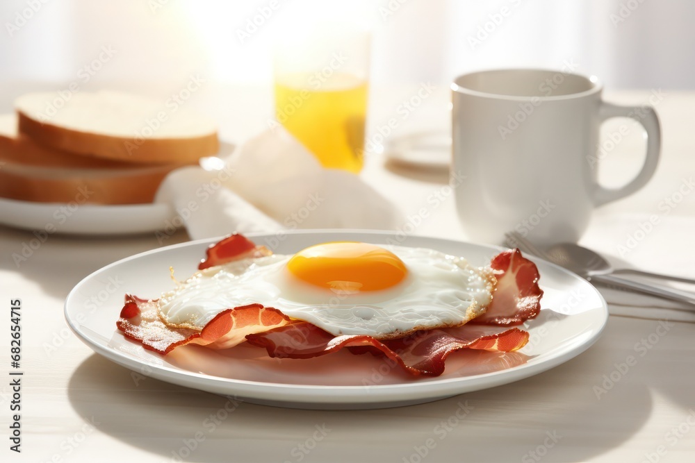 Bacon and Eggs on table Bacon and Eggs on table