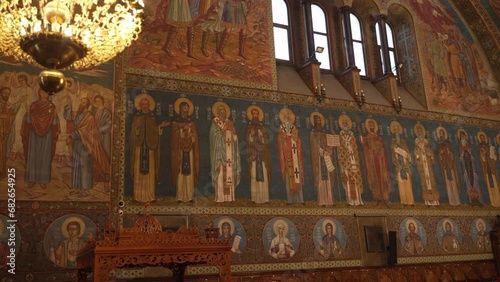 Artistic frescoes from the interior of the Temple of Saint George in Sofia. photo