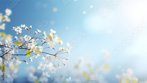A Fresh Spring Blue Sunny Sky Background with Blurred Warm