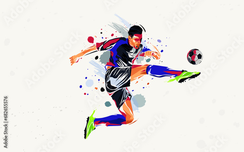 Soccer sport athlete vector design with abstract silhouette style. Design with the concept of national sports celebration. Interactive sports background. Football player - soccer