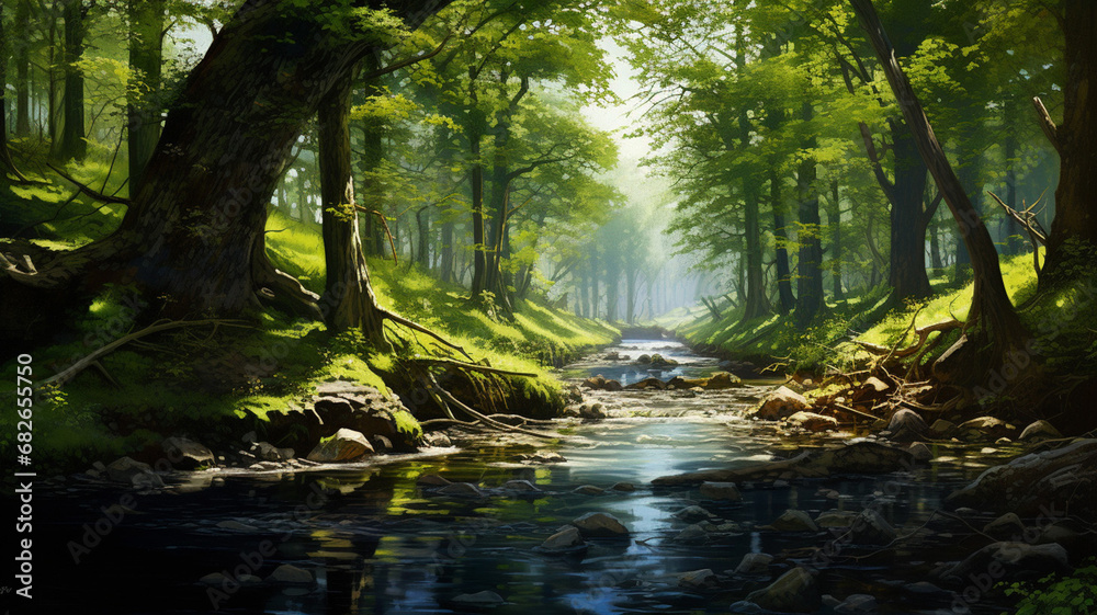 pure water river in the spring forest pure water river in the spring forest