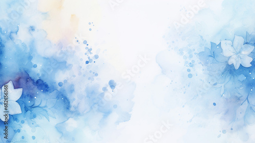 Beautiful Hand painted Blue Watercolor Background