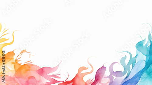 Watercolor border isolated on white artistic background