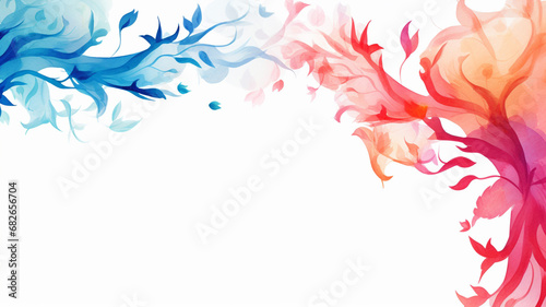 Watercolor border isolated on white artistic background illustration