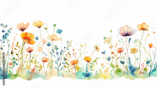 Watercolor border isolated on white artistic background design