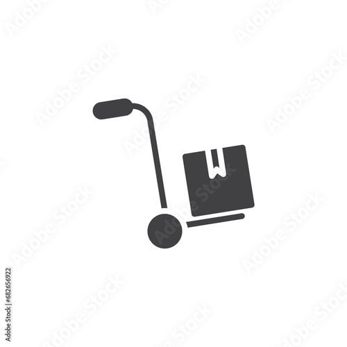 Cargo trolley with box vector icon