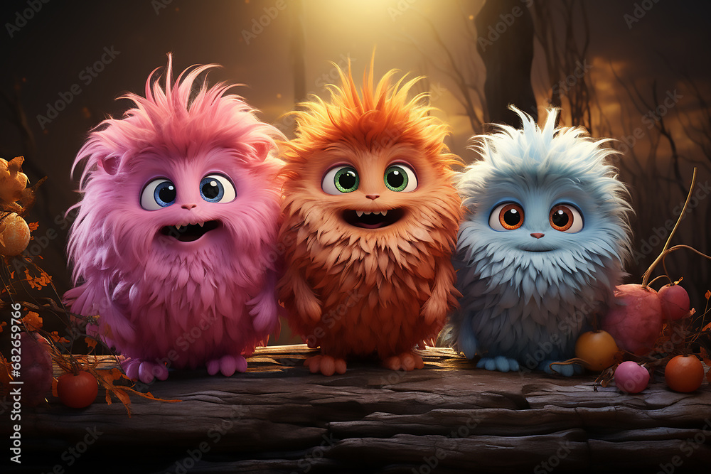 Cute monsters family