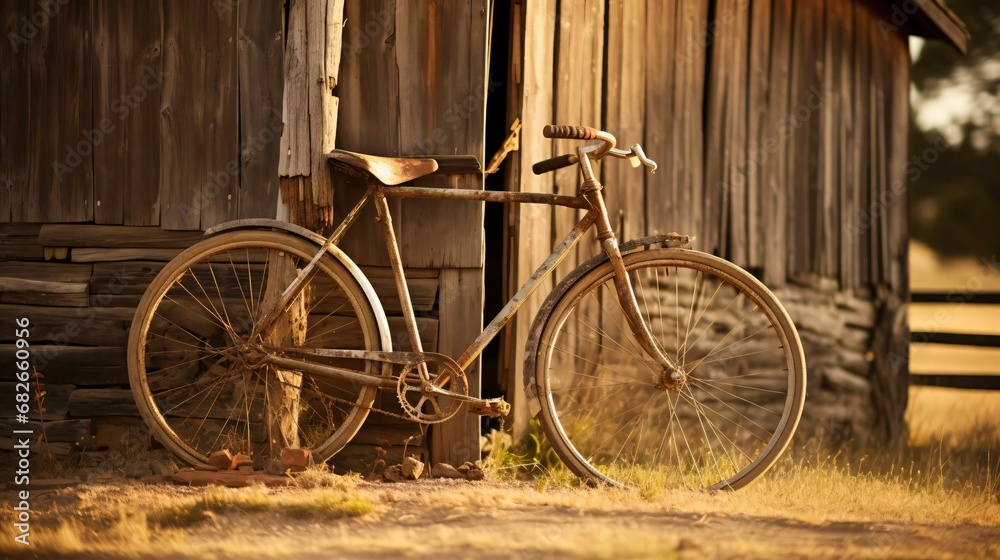 a bicycle leaning against a fence a bicycle leaning against a fence