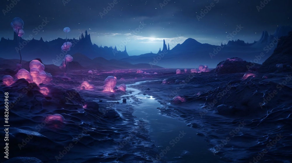 Fototapeta premium a rocky beach at night