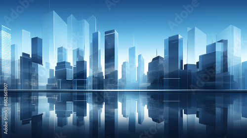 Smart city modern skyscrapers background abstract poster web PPT  abstract PPT background