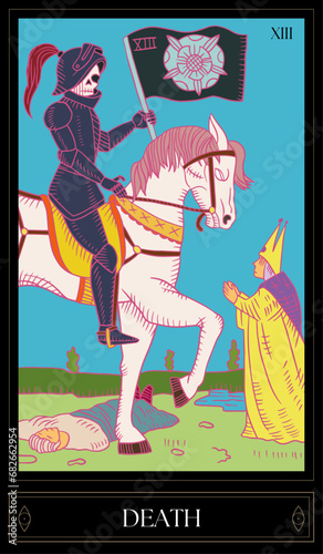 Tarot Card Illustration isolated on white background. death