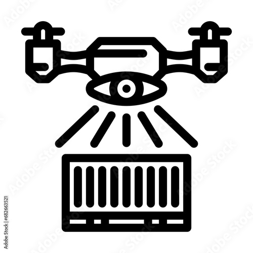 cargo inspection autonomous delivery line icon vector. cargo inspection autonomous delivery sign. isolated contour symbol black illustration