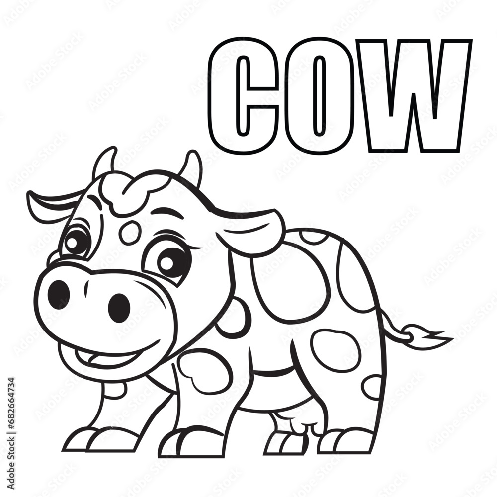 Fototapeta premium cow cartoon coloring pages for kids