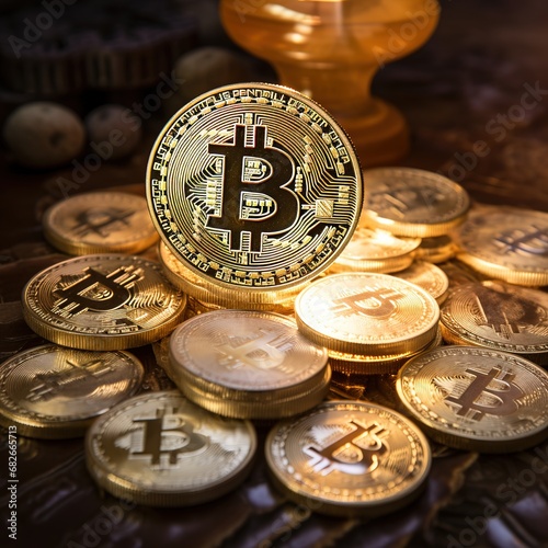 Bitcoin coin BTC Golden bitcoins Cryptocurrency virtual money